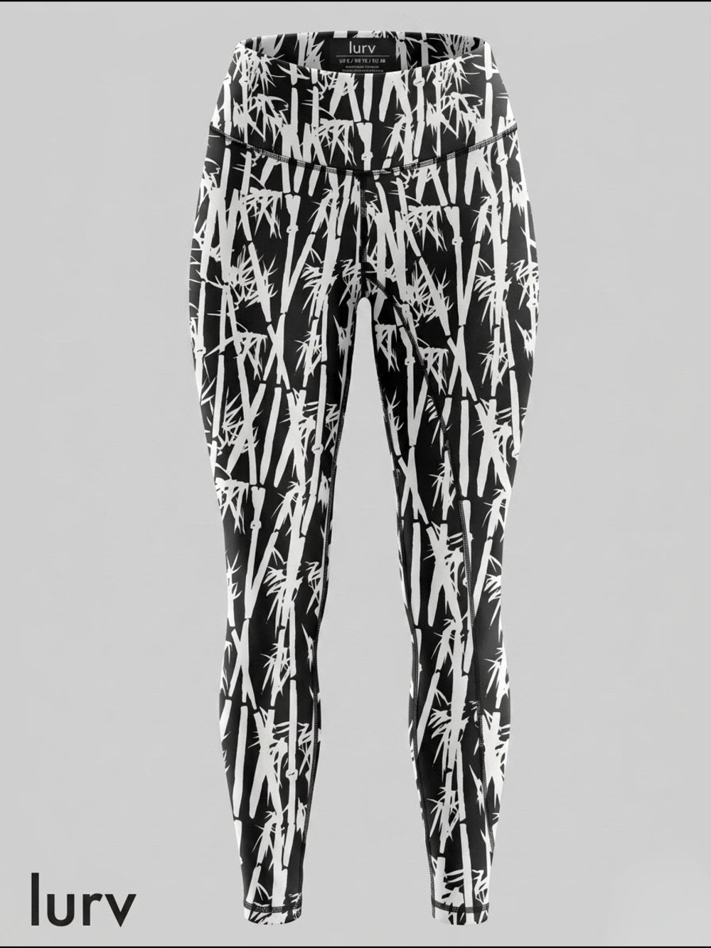 L'URV Bamboo Baby Full Length Leggings Black White Abstract Print Small
